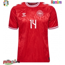 Camiseta Dinamarca Mikkel Damsgaard #14 Primera Equipación Eurocopa 2024 manga corta